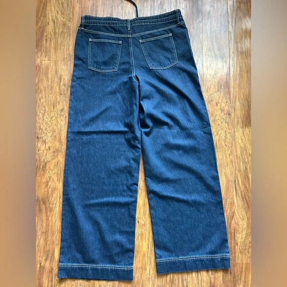Wide Leg Jeans with Adjustable Tie Waist Loose Fitting  Flowy Comfy - Picture 12 of 12